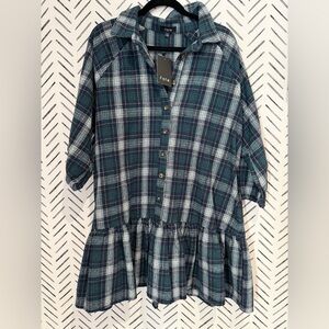 Fate Plaid Green Dress NWT